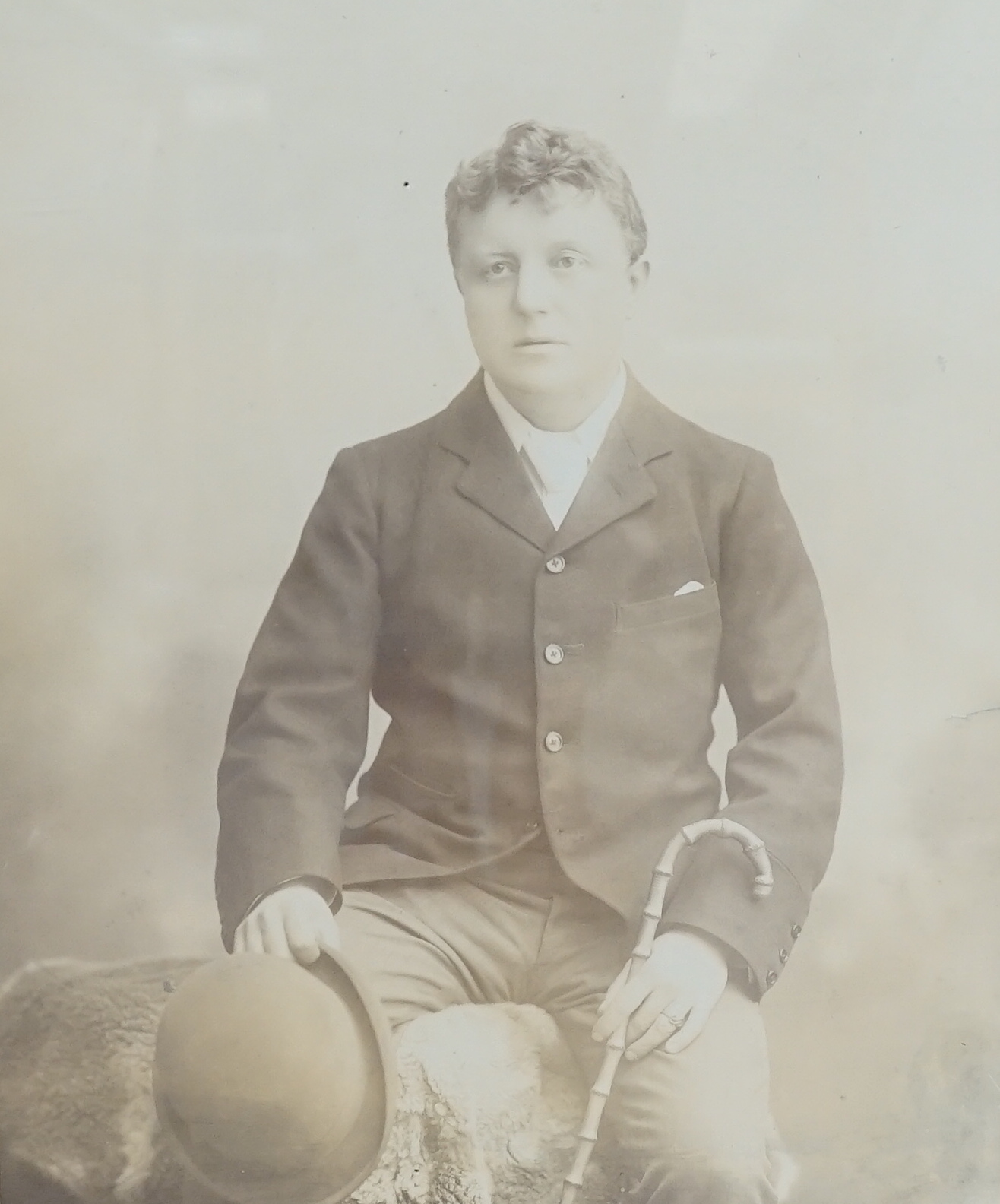 Kasoly of Nottingham, black and white photograph, Portrait of the actor Harry Nicholls (1852-1926), with presentation inscription to Cecil Beryl Esq. from Harry Nicholls, dated 1894, 35 x 28.5cm